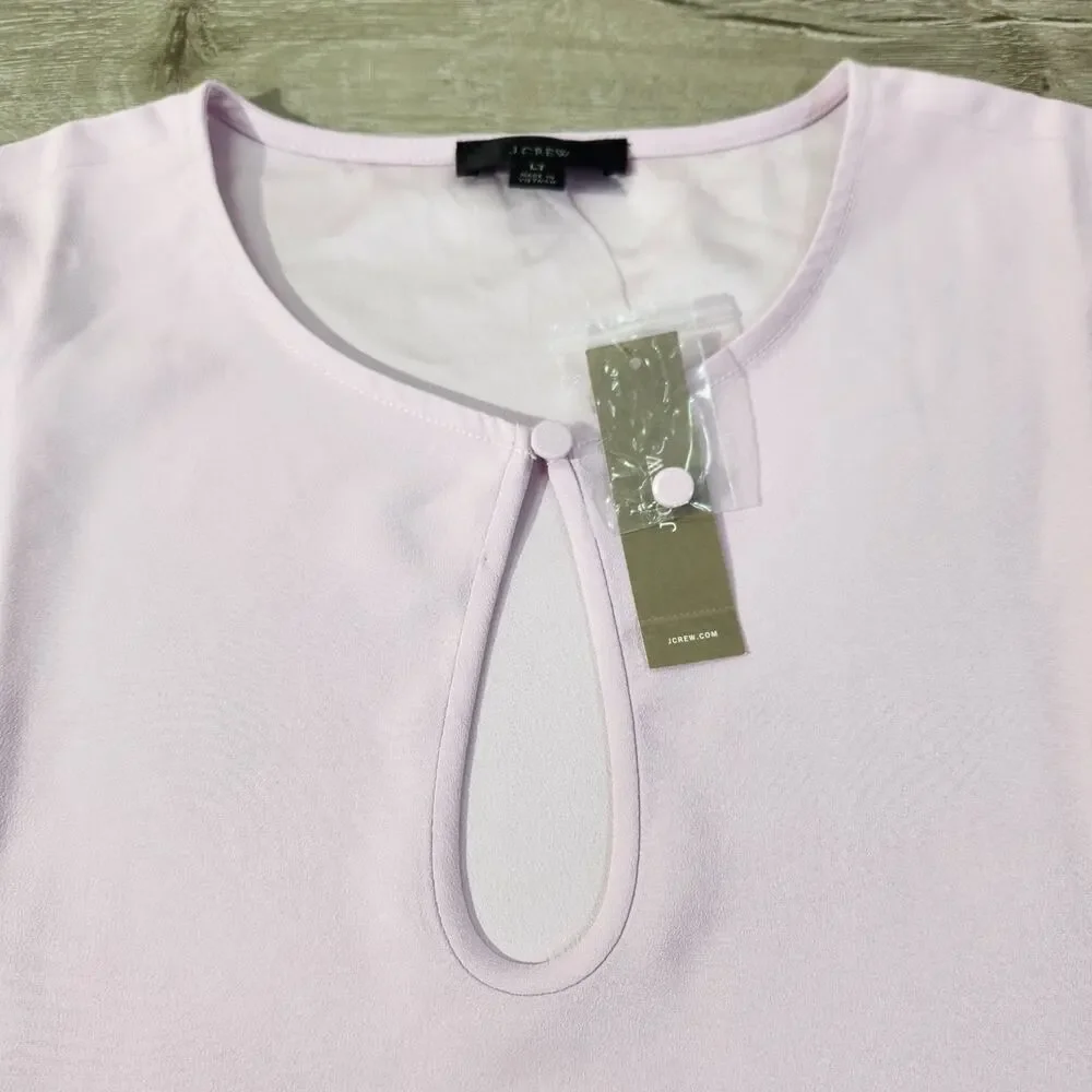 J Crew Pink Puff Sleeve Keyhole Neckline Crepe Blouse Women Tall Large